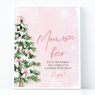 Pink Bows Christmas Tree Snowflake Momosa Bar Sign