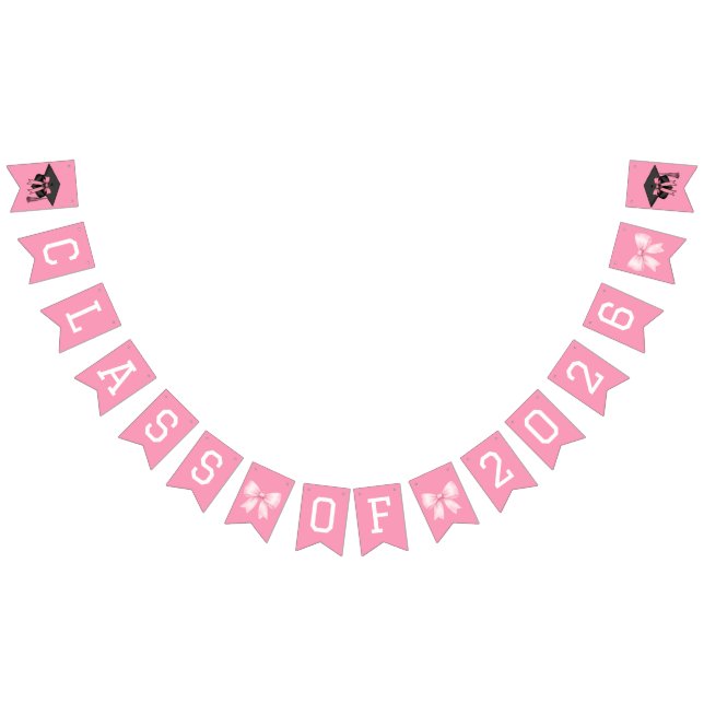Pink Bows Class Of 2026 Graduation Party Bunting (All)