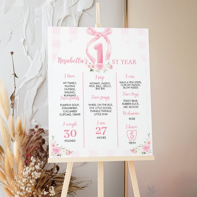 Pink Bows Coquette Birthday Milestone Sign (Creator Uploaded)