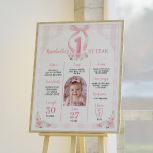 Pink Bows Coquette Birthday Milestone Sign