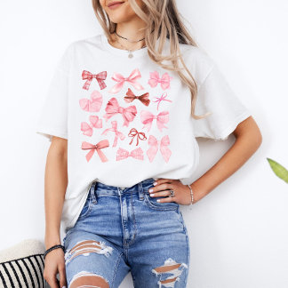 Pink Bows Coquette y2k Preppy aesthetic T-Shirt