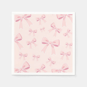 Pink Bows Cute Coquette Cottage Birthday Party Napkin