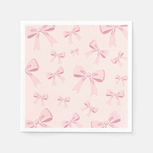 Pink Bows Cute Coquette Cottage Birthday Party Napkin (Front)