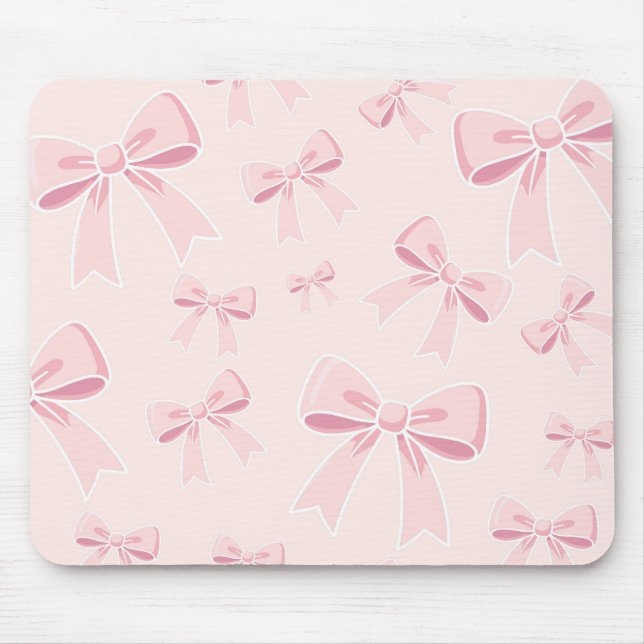 Pink Bows Cute Coquette Cottage Chic Mouse Pad (Front)