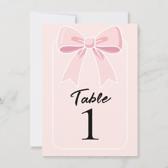 Pink Bows Cute Coquette Cottage Chic Table Number (Front)