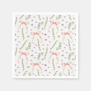 Pink Bows Floral Napkin
