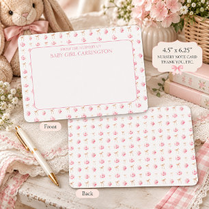 Pink Bows Floral Whimsical Vintage Personalised Card
