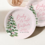 Pink Bows Girl Baby It's Cold Outside Baby Shower<br><div class="desc">The Pink Bows Girl Baby It's Cold Outside Baby Shower Paper Plates bring a sweet, wintery charm to your baby shower decor! Featuring a soft pink design adorned with delicate snowflakes and adorable bows on a festive Christmas tree, these plates are perfect for a baby girl’s "Baby It’s Cold Outside"...</div>