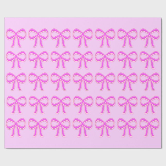 Pink Bows Glossy Wrapping Paper (Flat)