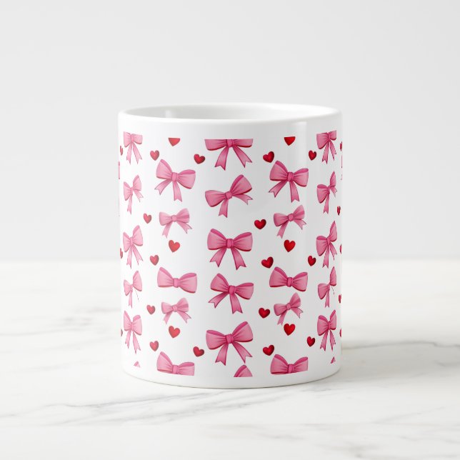 Pink Bows Large Coffee Mug (Front)