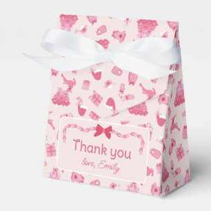Pink Bows Merry Little Baby Shower Thank You Favour Box