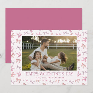 Pink Bows One Photo Valentine’s Day Card