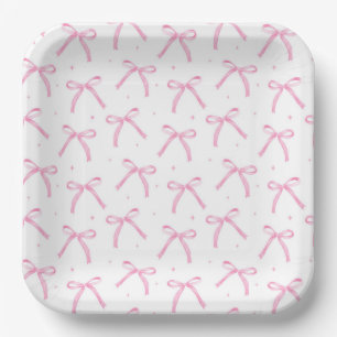 Pink Bows Paper Plate