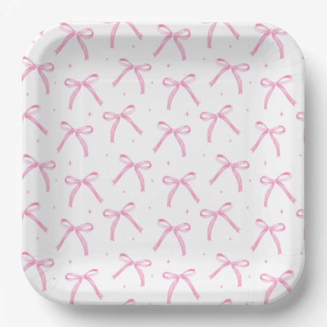 Pink Bows  Paper Plate (Front)