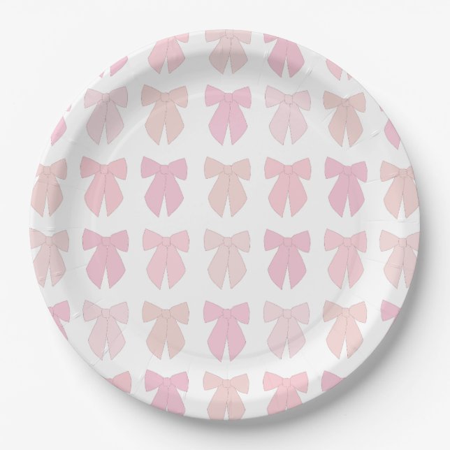 Pink Bows Paper Plate (Front)
