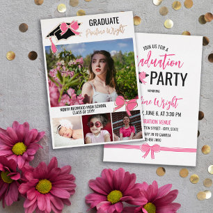 Pink Bows Photos Gold Foil Outlines Graduation