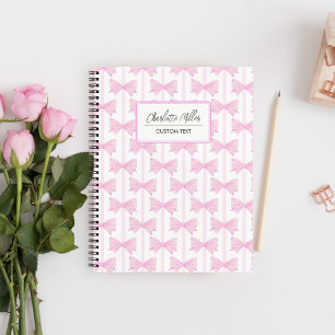 Pink Bows Preppy Coquette Spiral Notebook