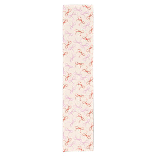 Pink Bows - Preppy Red and Pink Coquette Aesthetic Short Table Runner