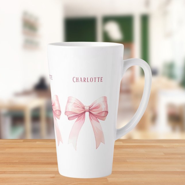 Pink bows script name latte mug (Creator Uploaded)
