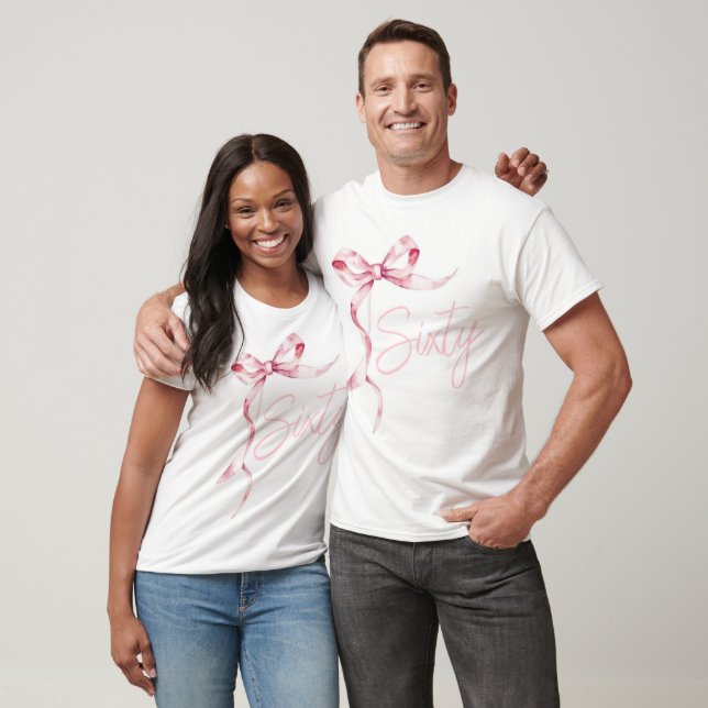 Pink Bows Sixty Modern Birthday Party T-Shirt (Unisex)