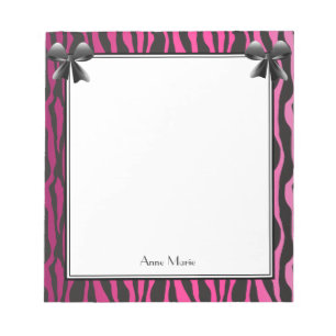 Pink Bows with Black Zebra Stripes Pattern Notepad