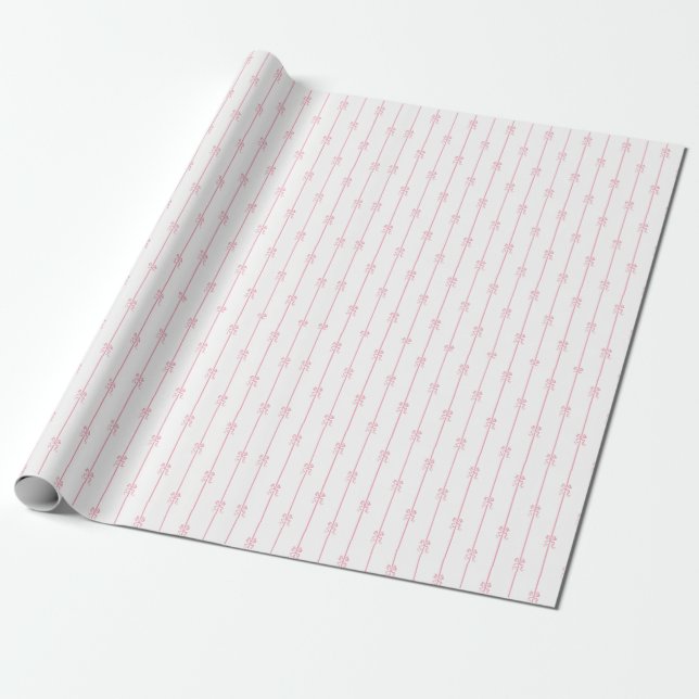 Pink Bows Wrapping Paper (Unrolled)