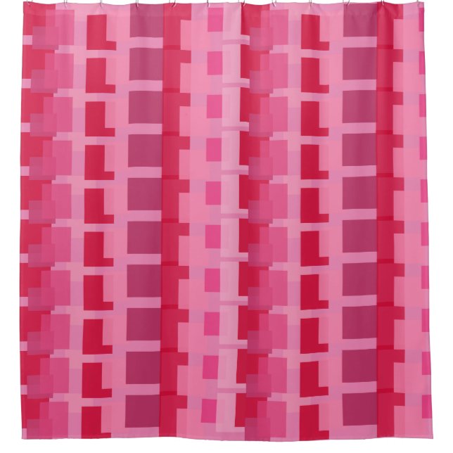 Pink Boxes Pattern Shower Curtain (Front)