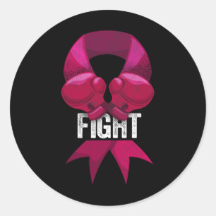 Pink Boxing Glove Fighter Awareness Breast Cancer  Classic Round Sticker