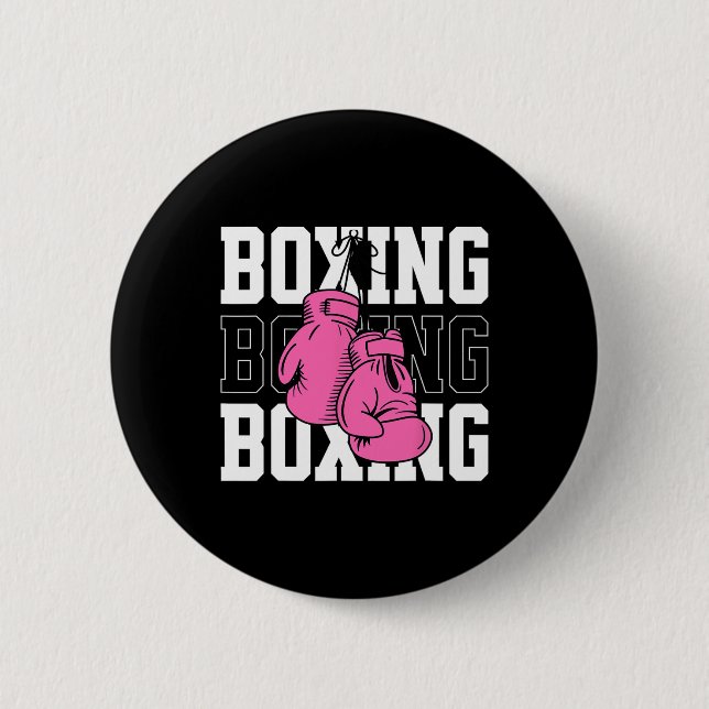 Pink Boxing Gloves  6 Cm Round Badge (Front)
