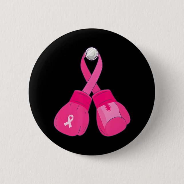 Pink Boxing Gloves Breast Cancer Awareness Cute 6 Cm Round Badge (Front)