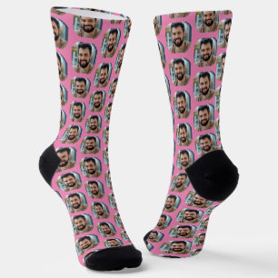 Pink Boyfriend/Husband Photo for Girlfriend/Wife Socks