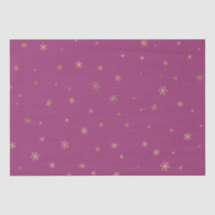 Pink Boysenberry Christmas Gold Snowflakes Tissue Paper