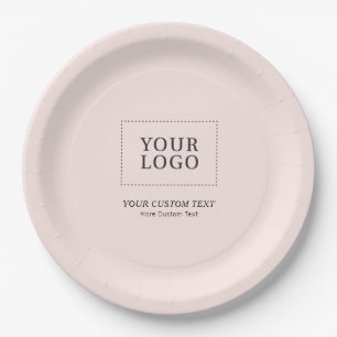 Pink Branded Custom Business Logo Promotional Paper Plate