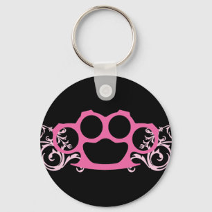 Pink Brass Knuckles Key Ring