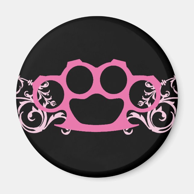 Pink Brass Knuckles Magnet (Front)