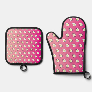 Pink Breakfast Fried Eggs Oven Mitt & Pot Holder Set