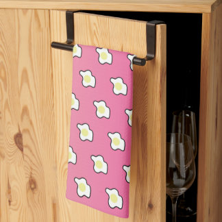 Pink Breakfast Fried Eggs Tea Towel