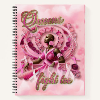 Pink Breast Cancer Awareness Black Woman Notebook