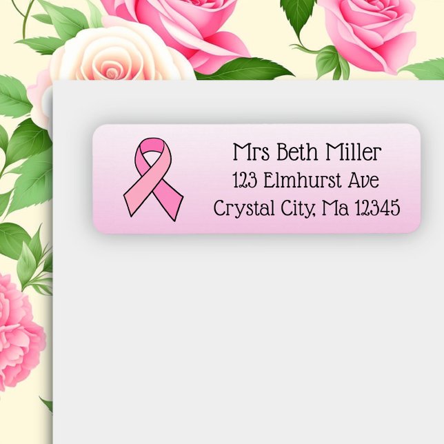 Pink Breast Cancer Awareness Return Mailing Label (Creator Uploaded)