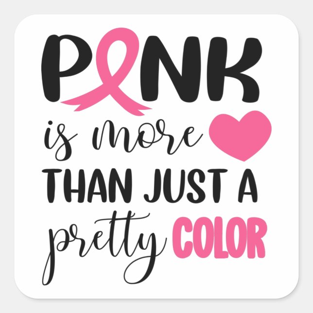 Pink breast Cancer Awareness Ribbon Square Sticker (Front)