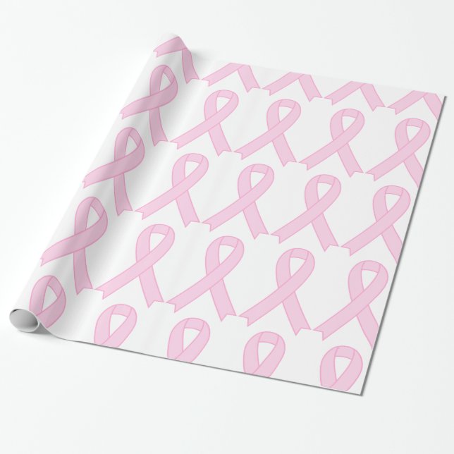 Pink Breast Cancer Awareness Ribbon Wrapping Paper (Unrolled)