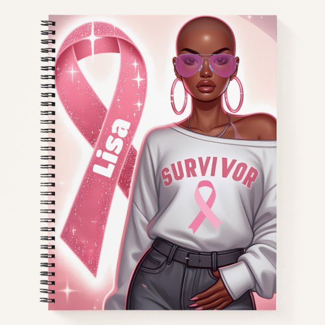 Pink Breast Cancer Awareness Spiral Notebook (Front)