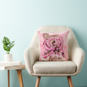 Pink Breast Cancer Awareness Throw Pillow