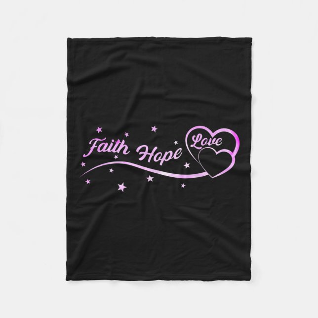 Pink Breast Cancer Faith Hope Love Breast Cancer A Fleece Blanket (Front)