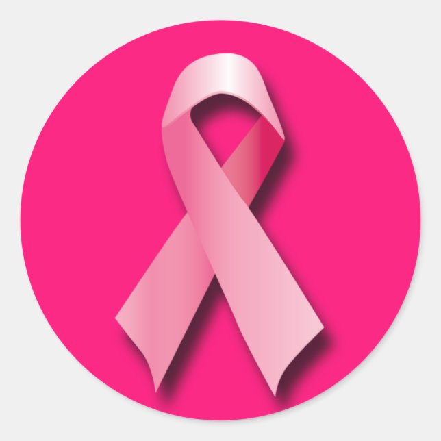 PINK BREAST CANCER RIBBON CLASSIC ROUND STICKER (Front)