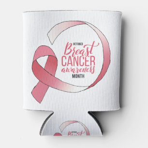 Pink Breast Cancer Ribbon Drawing BCA Month Can Cooler