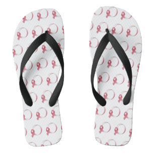 Pink Breast Cancer Ribbon Drawing BCA Month Jandals