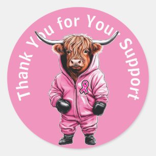 Pink Breast Cancer Thank You Classic Round Sticker