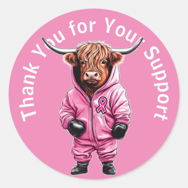 Pink Breast Cancer Thank You  Classic Round Sticker (Front)