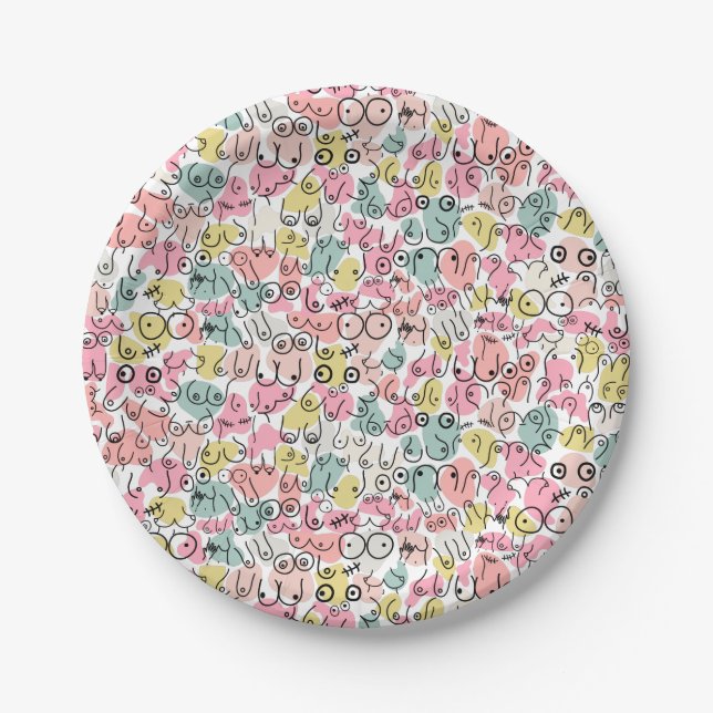 pink breast design paper plate (Front)